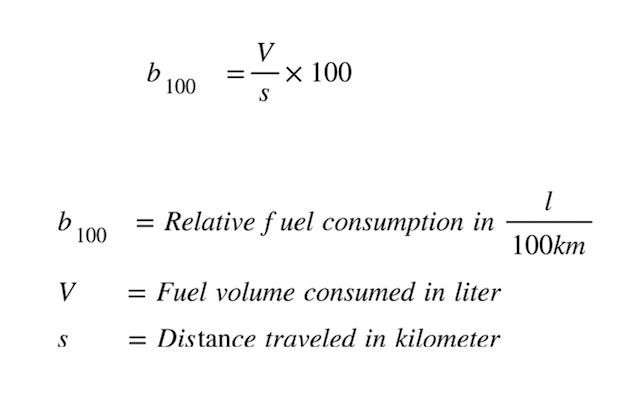 Formula for the calculation of relative fuel consumption
